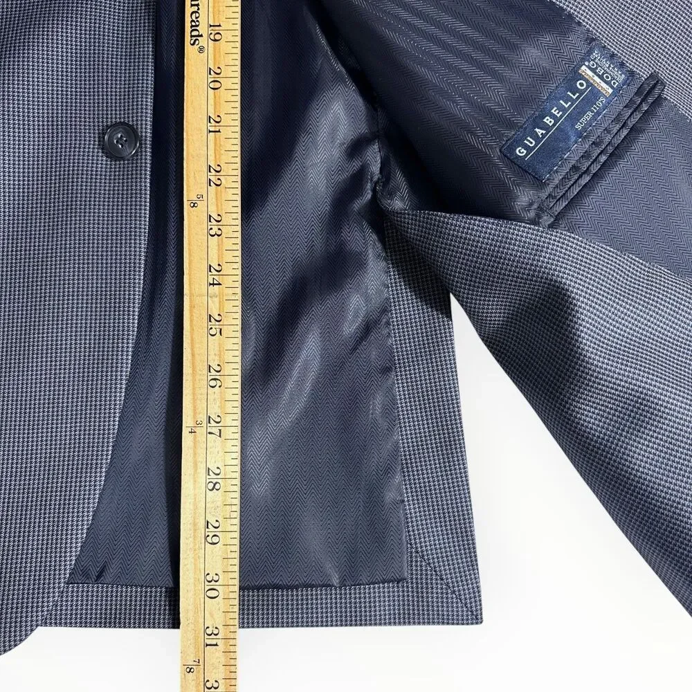 Joseph Abboud Mens Blazer 46R Italian Wool Sport Coat Two Button Jacket Blue